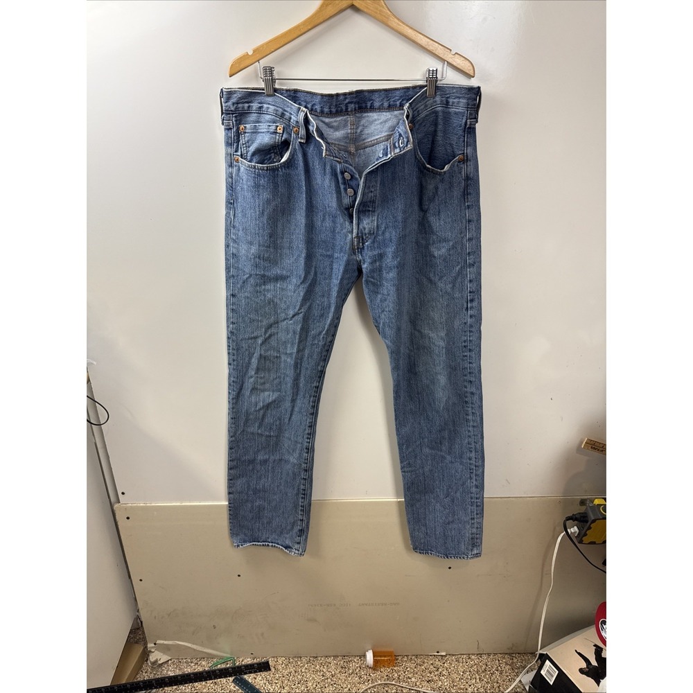 Levi's 501 Jeans Mens 38x33 Blue Straight Leg‎ Button Fly Denim Water Less"